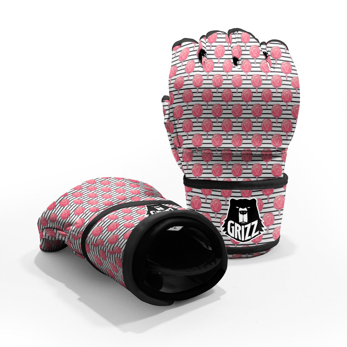 Striped Cotton Candy Print Pattern MMA Gloves-grizzshop
