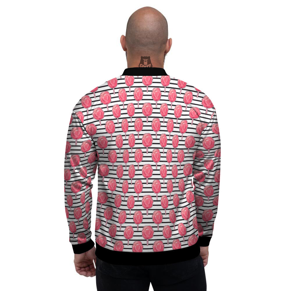 Striped Cotton Candy Print Pattern Men's Bomber Jacket-grizzshop