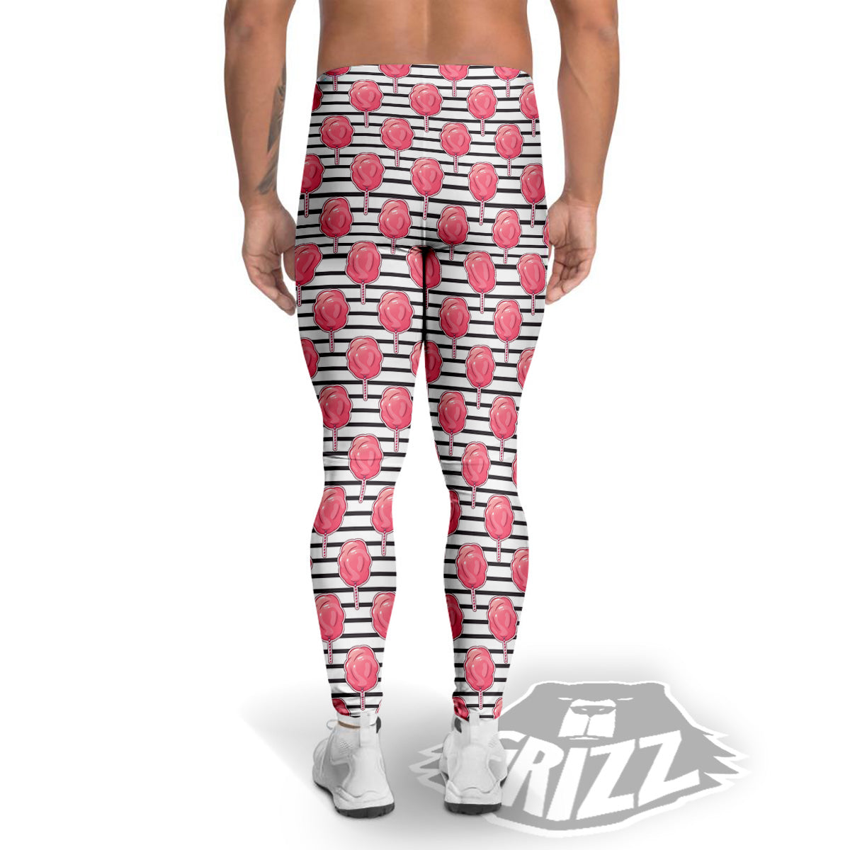 Striped Cotton Candy Print Pattern Men's Leggings-grizzshop