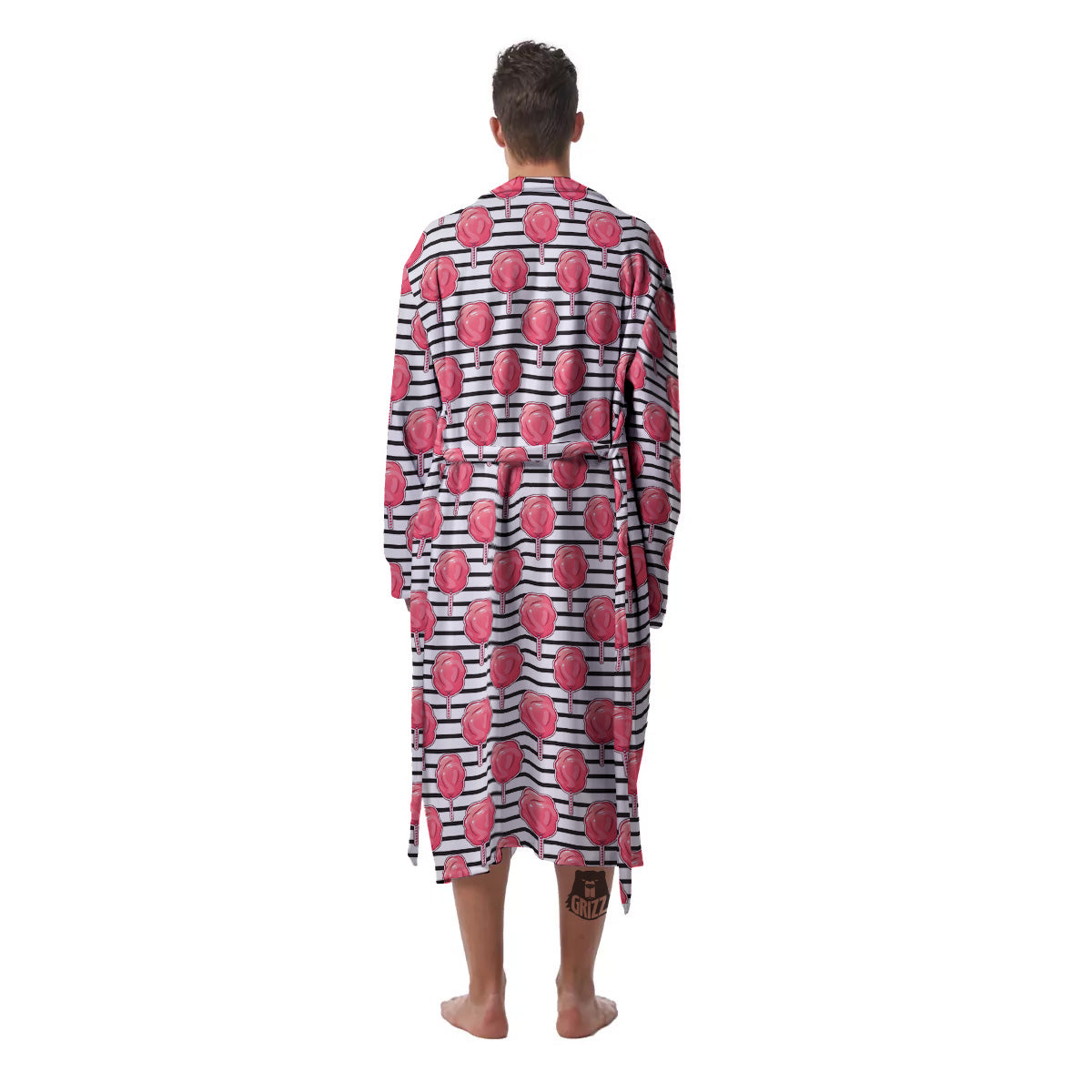 Striped Cotton Candy Print Pattern Men's Robe-grizzshop