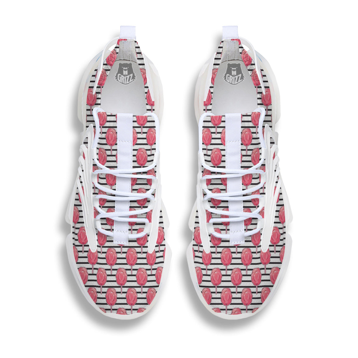 Striped Cotton Candy Print Pattern White Gym Shoes-grizzshop