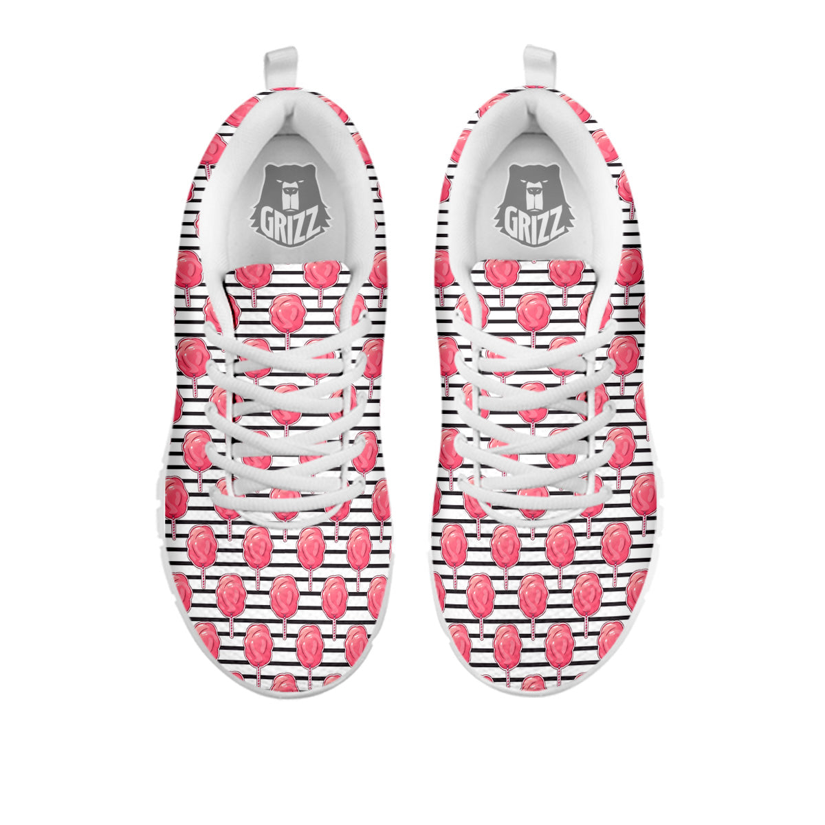 Striped Cotton Candy Print Pattern White Sneaker-grizzshop