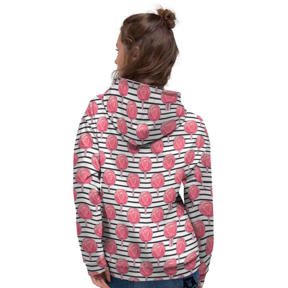 Striped Cotton Candy Print Pattern Women's Hoodie-grizzshop