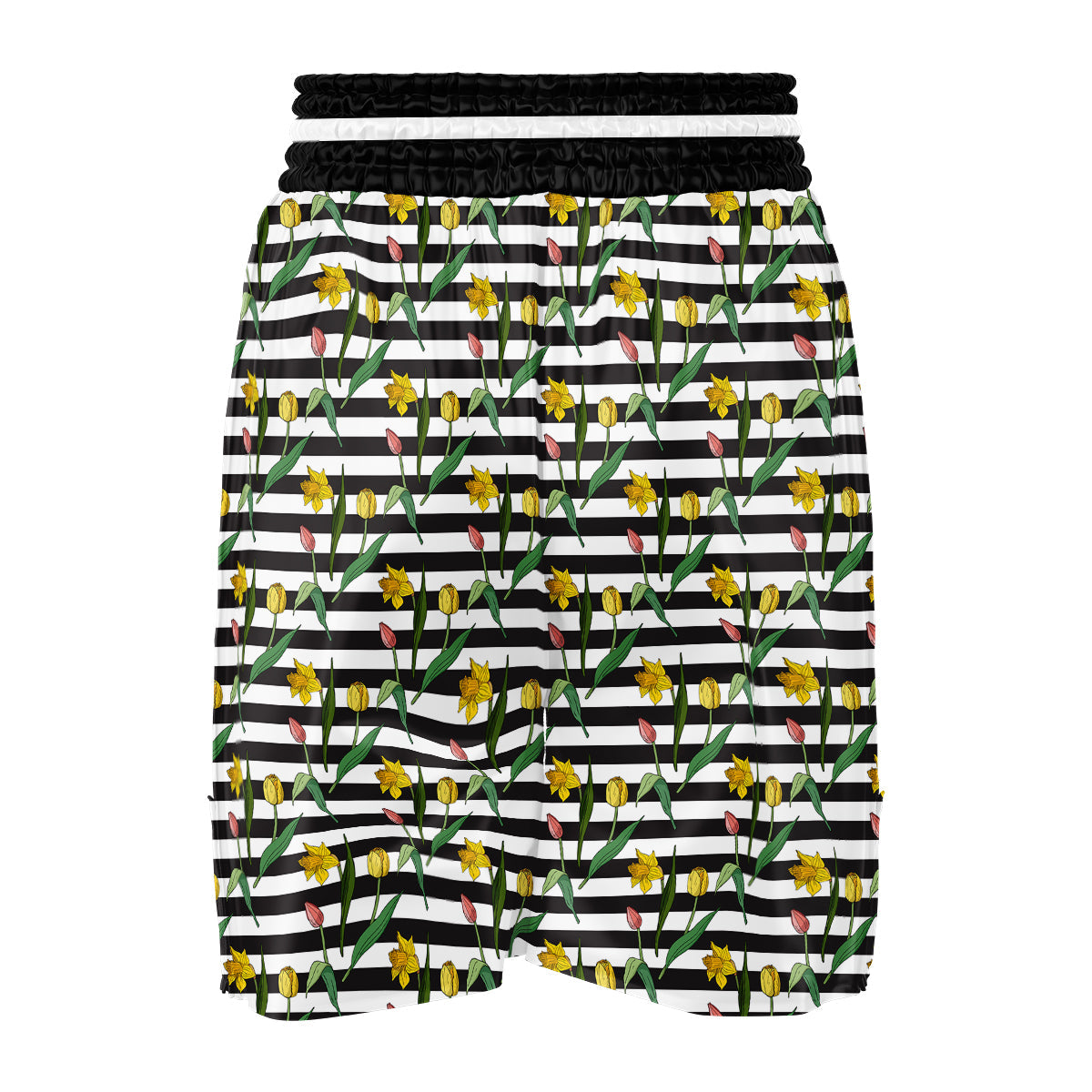 Striped Daffodil Yellow Print Pattern Boxing Shorts-grizzshop