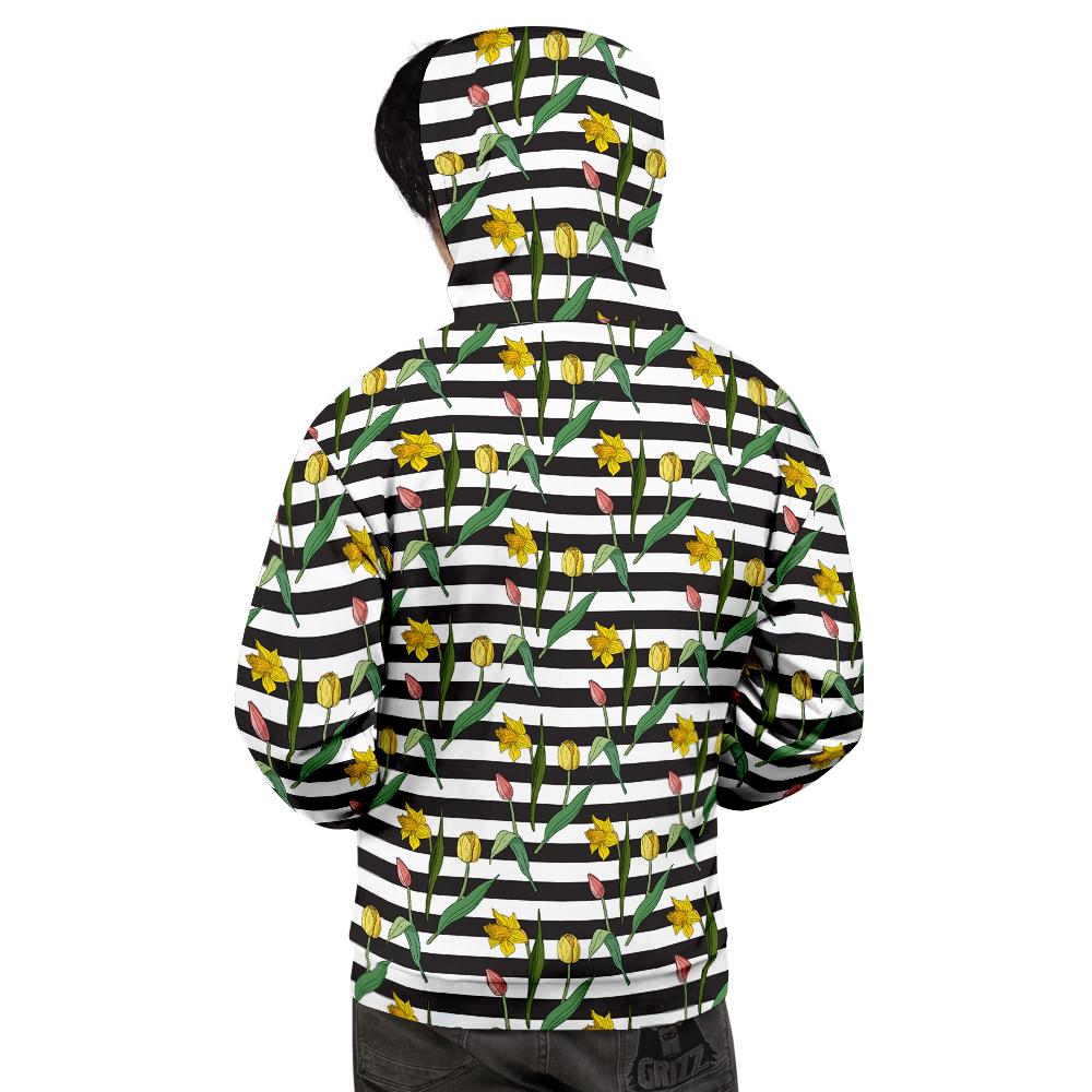 Striped Daffodil Yellow Print Pattern Men's Hoodie-grizzshop