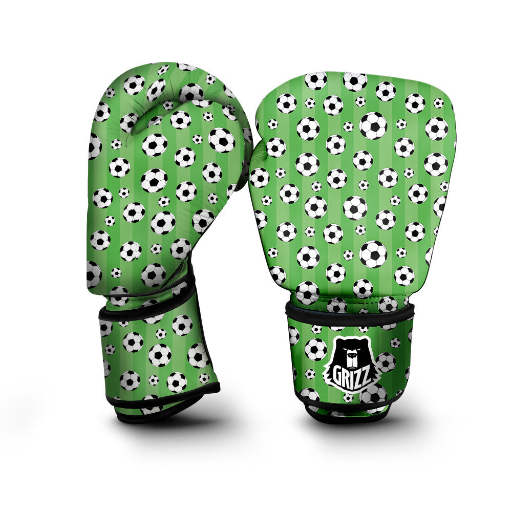 Striped Green Football Print Pattern Boxing Gloves-grizzshop