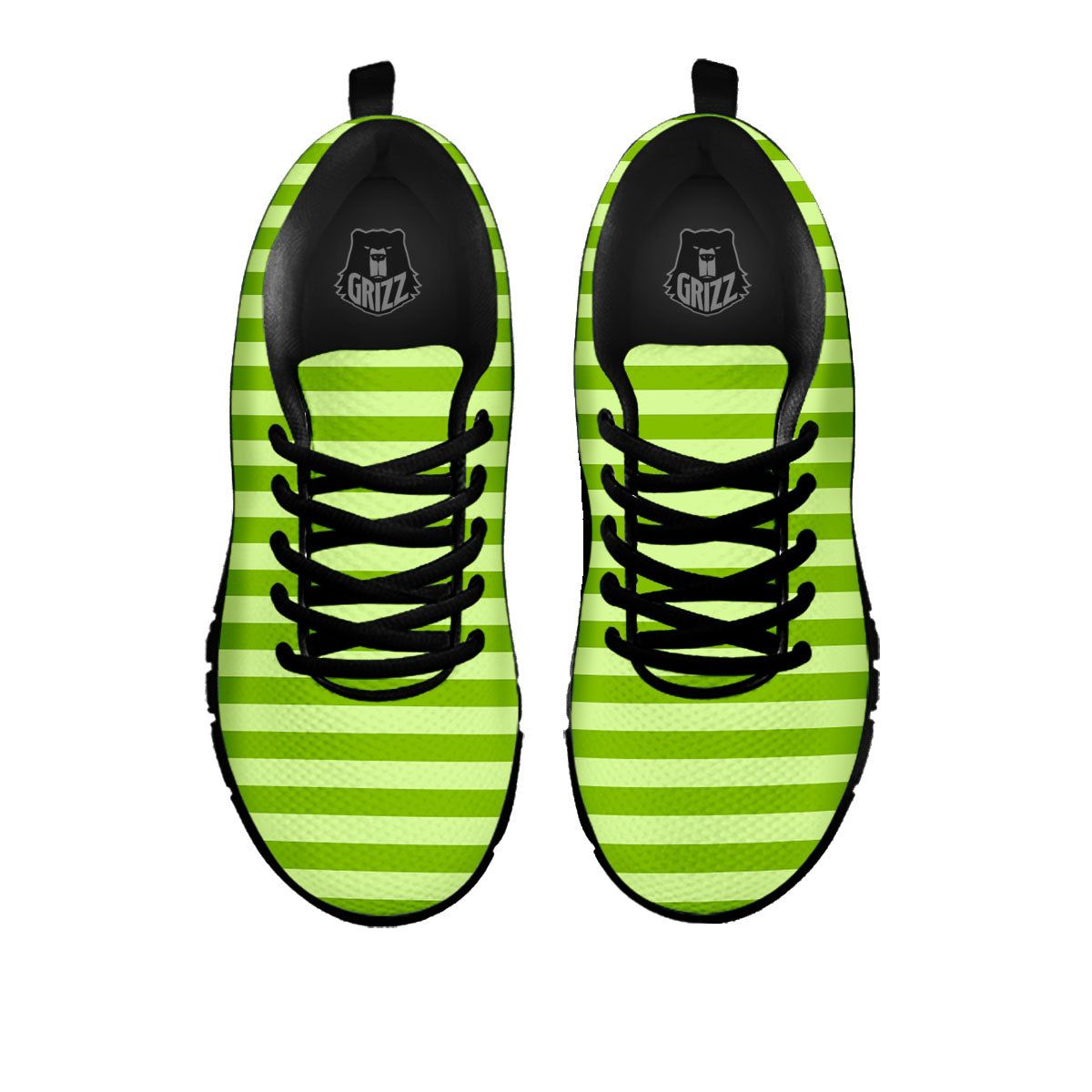 Striped Green Print Pattern Black Sneaker-grizzshop