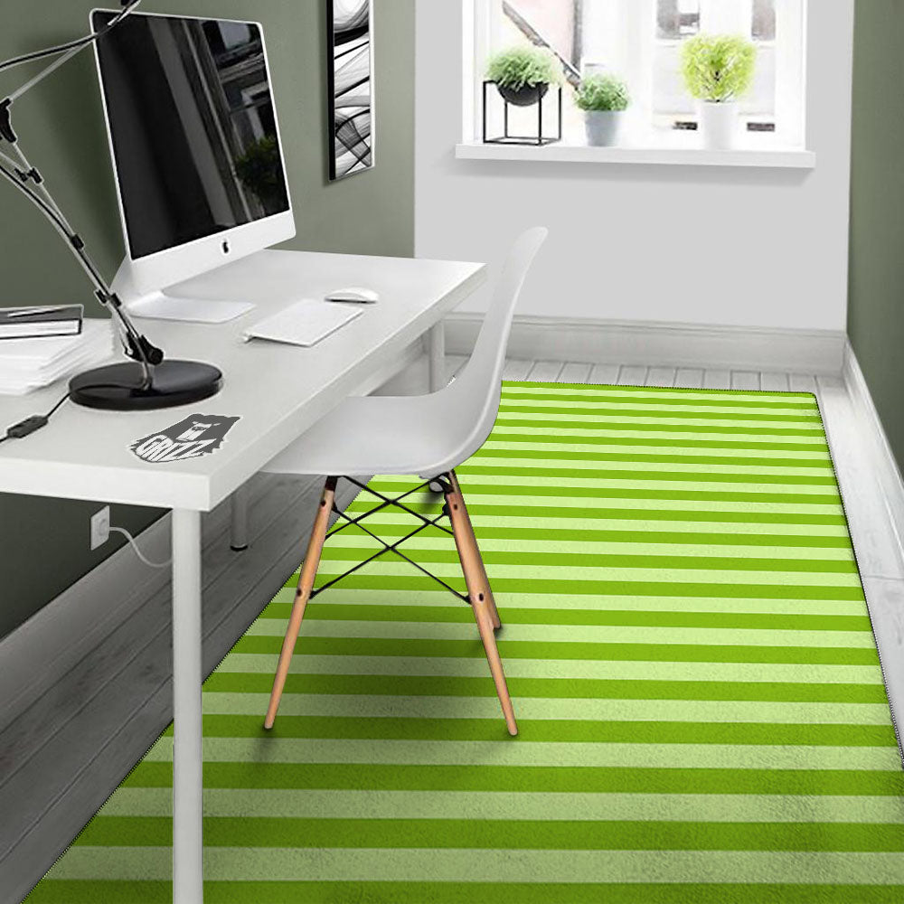 Striped Green Print Pattern Floor Mat-grizzshop