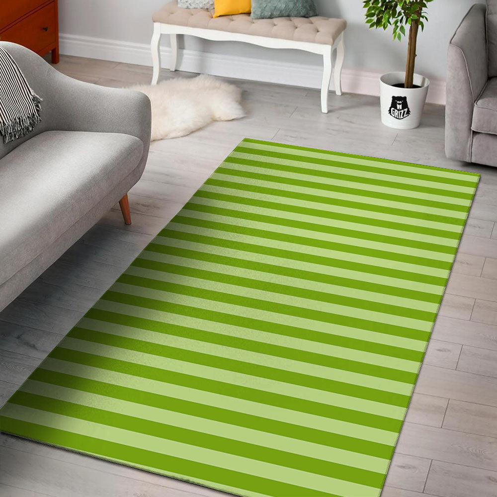 Striped Green Print Pattern Floor Mat-grizzshop