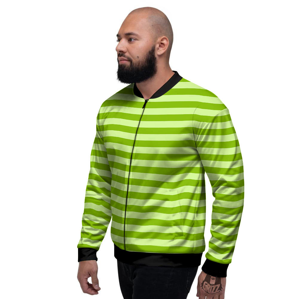 Striped Green Print Pattern Men's Bomber Jacket-grizzshop
