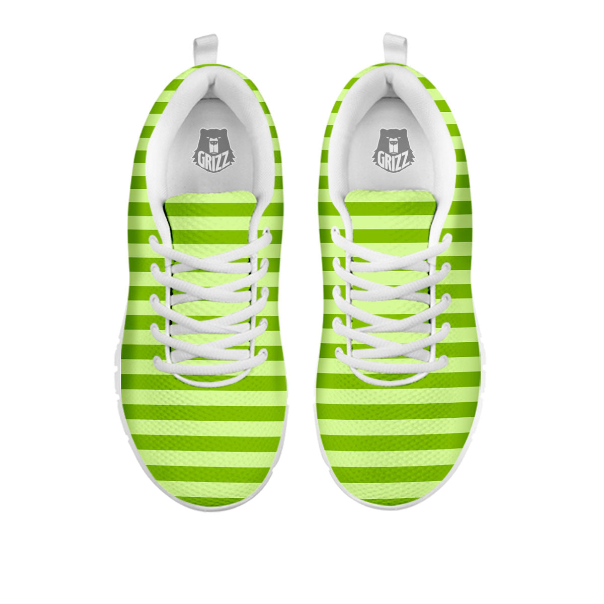 Striped Green Print Pattern White Sneaker-grizzshop