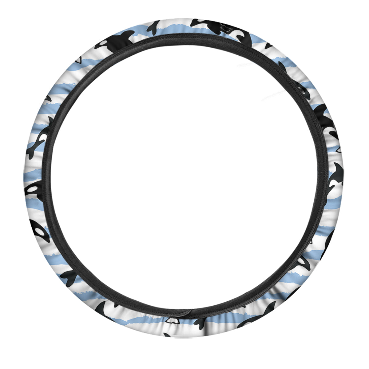 Striped Killer Whale Blue Print Pattern Car Steering Wheel Cover-grizzshop