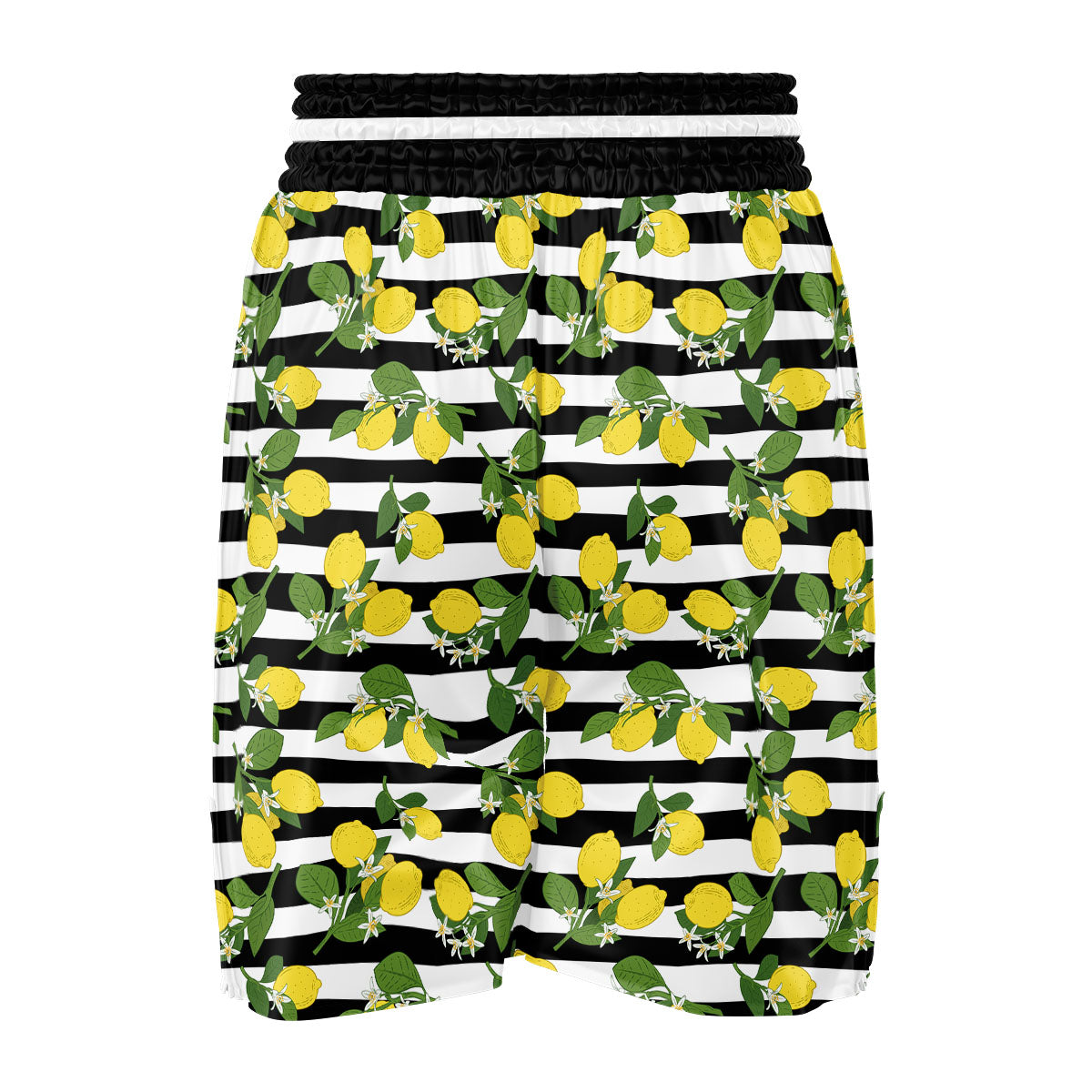Striped Lemon Print Pattern Boxing Shorts-grizzshop