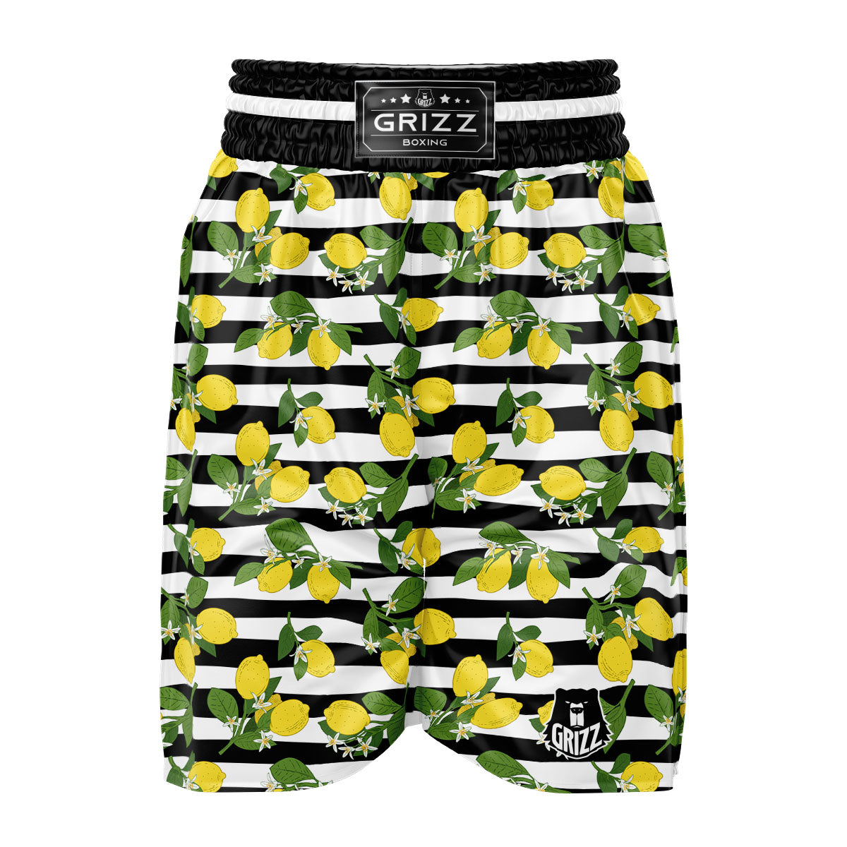 Striped Lemon Print Pattern Boxing Shorts-grizzshop