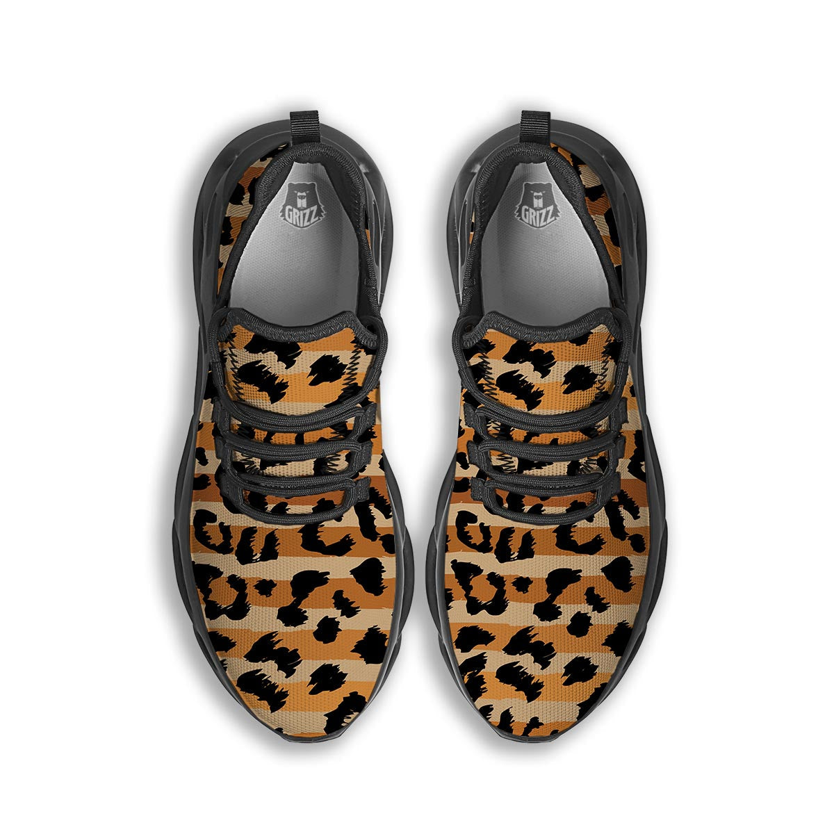 Striped Leopard Black Running Shoes-grizzshop