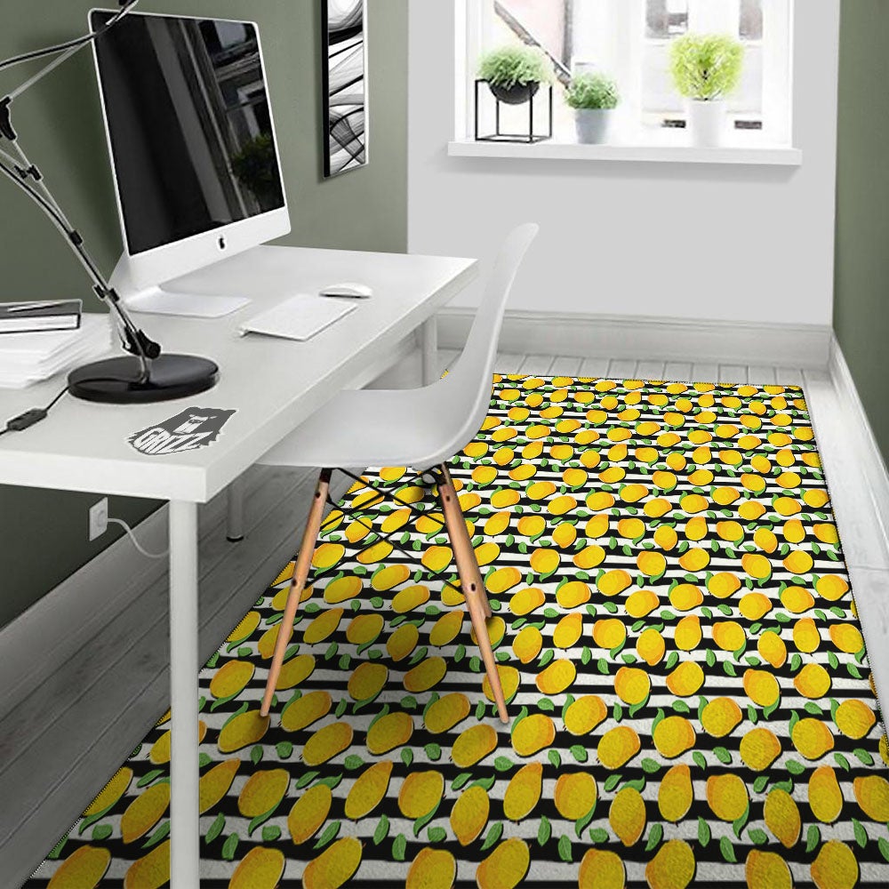 Striped Mango Fruit Print Pattern Floor Mat-grizzshop