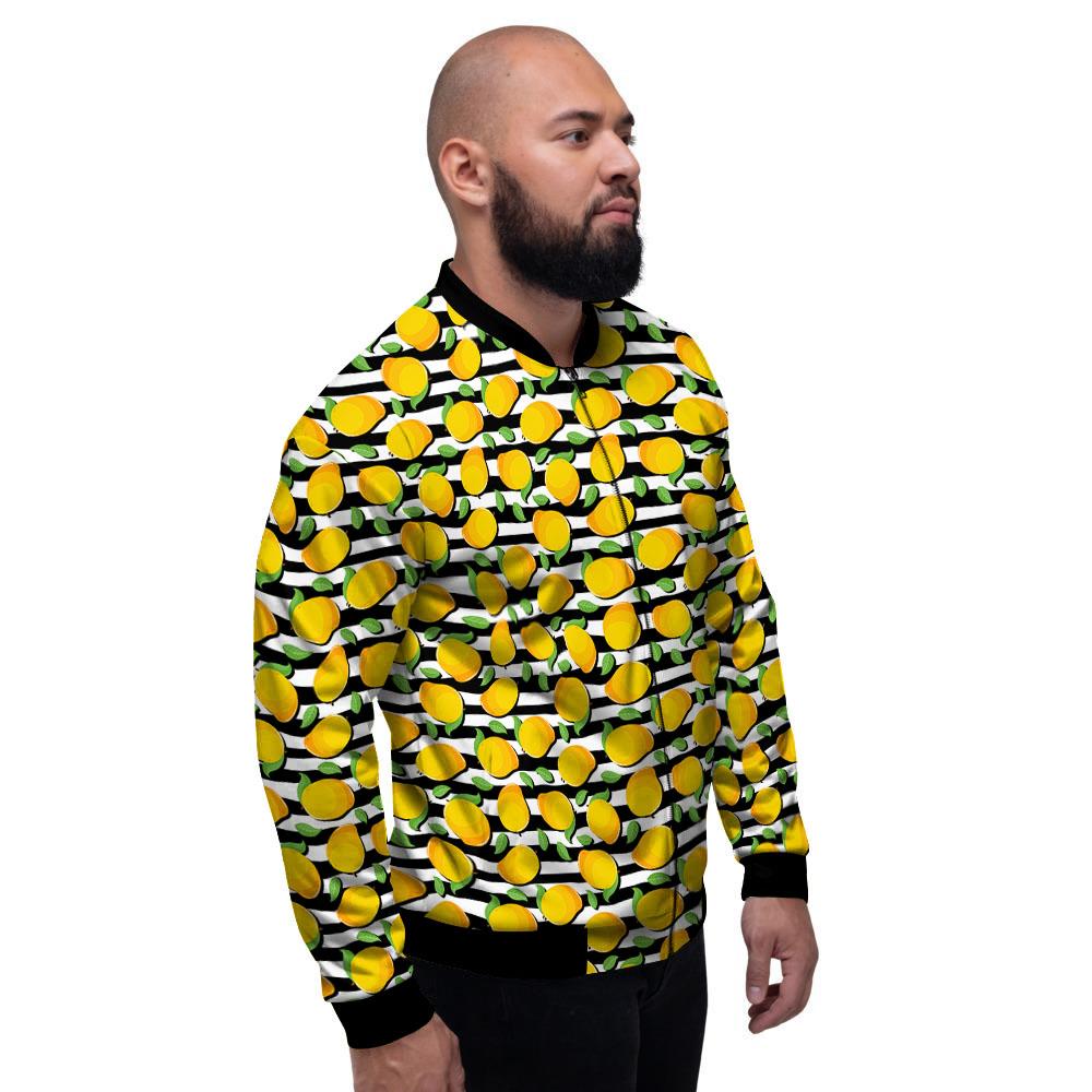 Striped Mango Fruit Print Pattern Men's Bomber Jacket-grizzshop