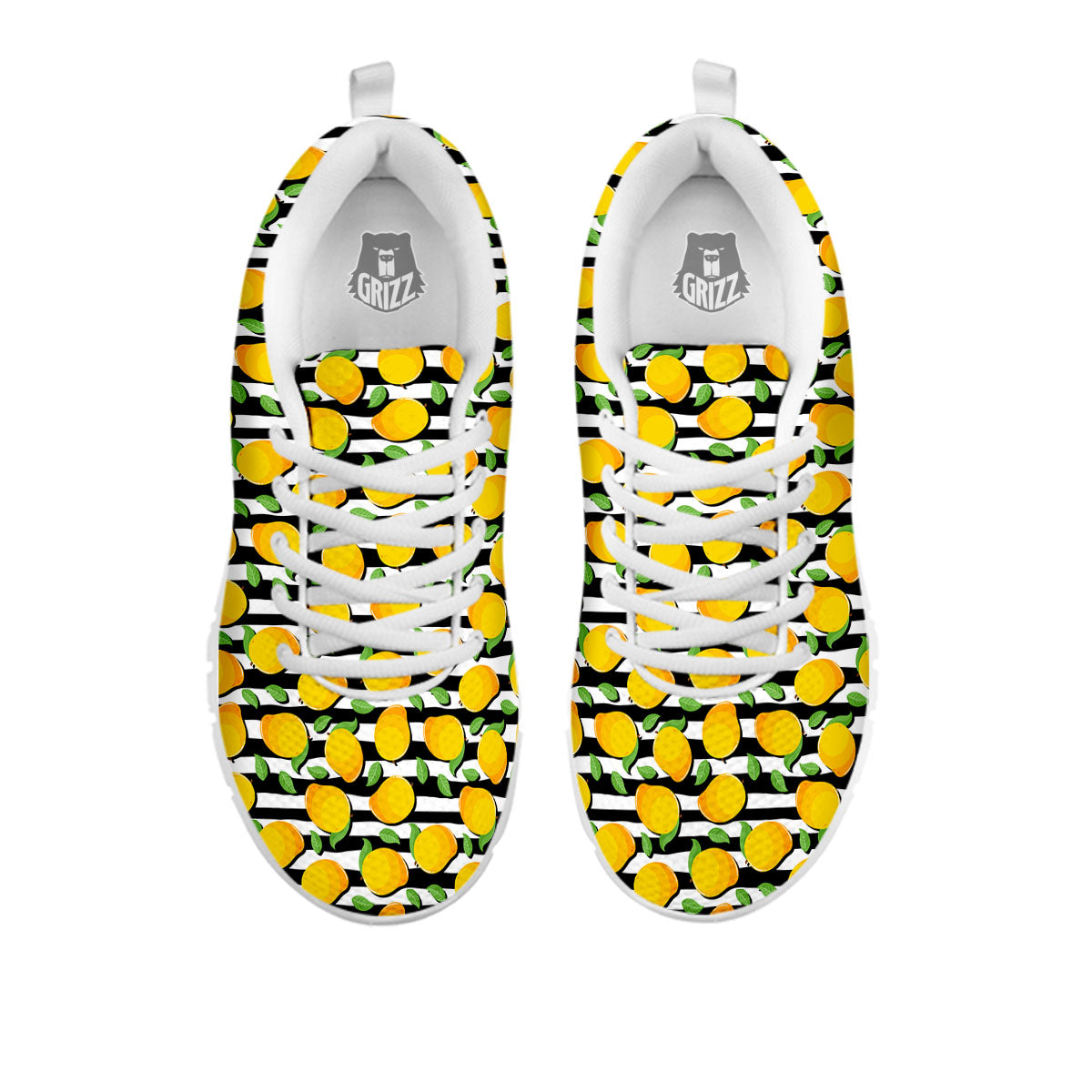 Striped Mango Fruit Print Pattern White Sneaker-grizzshop