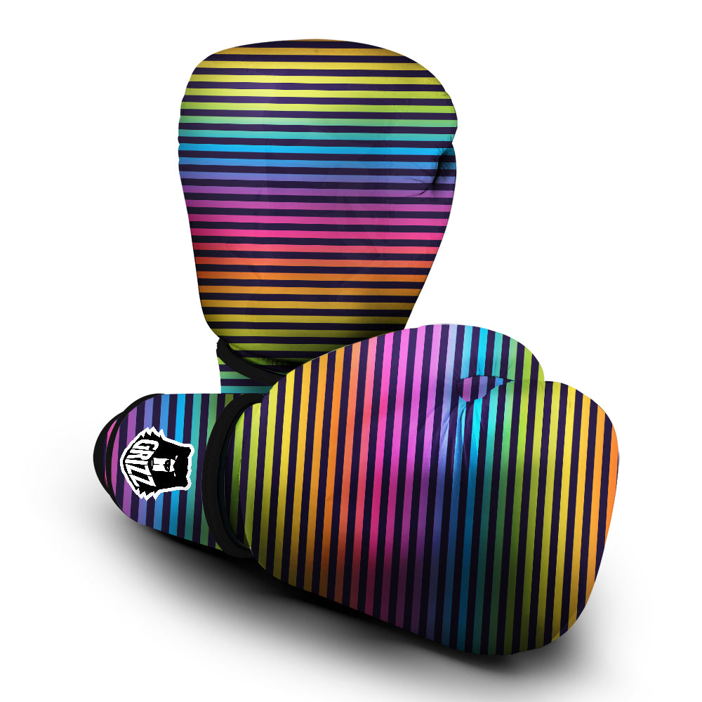 Striped Neon Rainbow Print Boxing Gloves-grizzshop