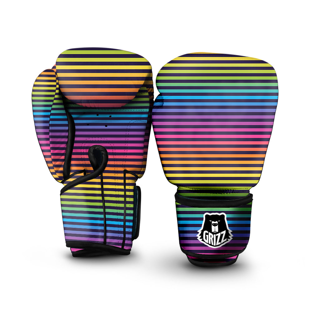 Striped Neon Rainbow Print Boxing Gloves-grizzshop