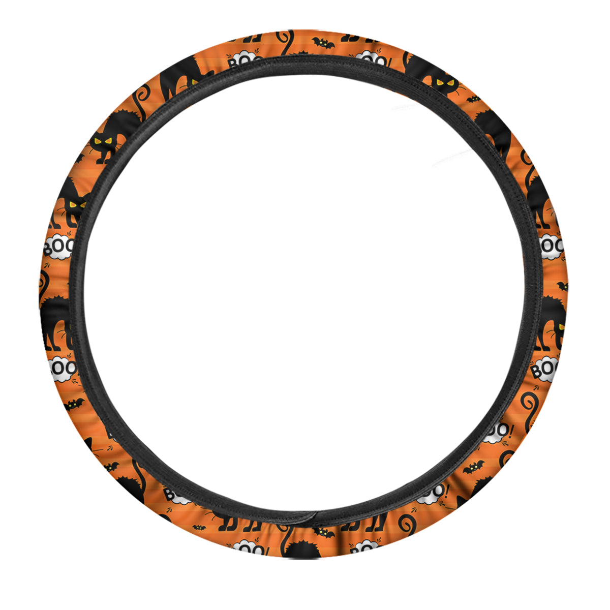 Striped Orange Black Cat Angry Print Pattern Car Steering Wheel Cover-grizzshop