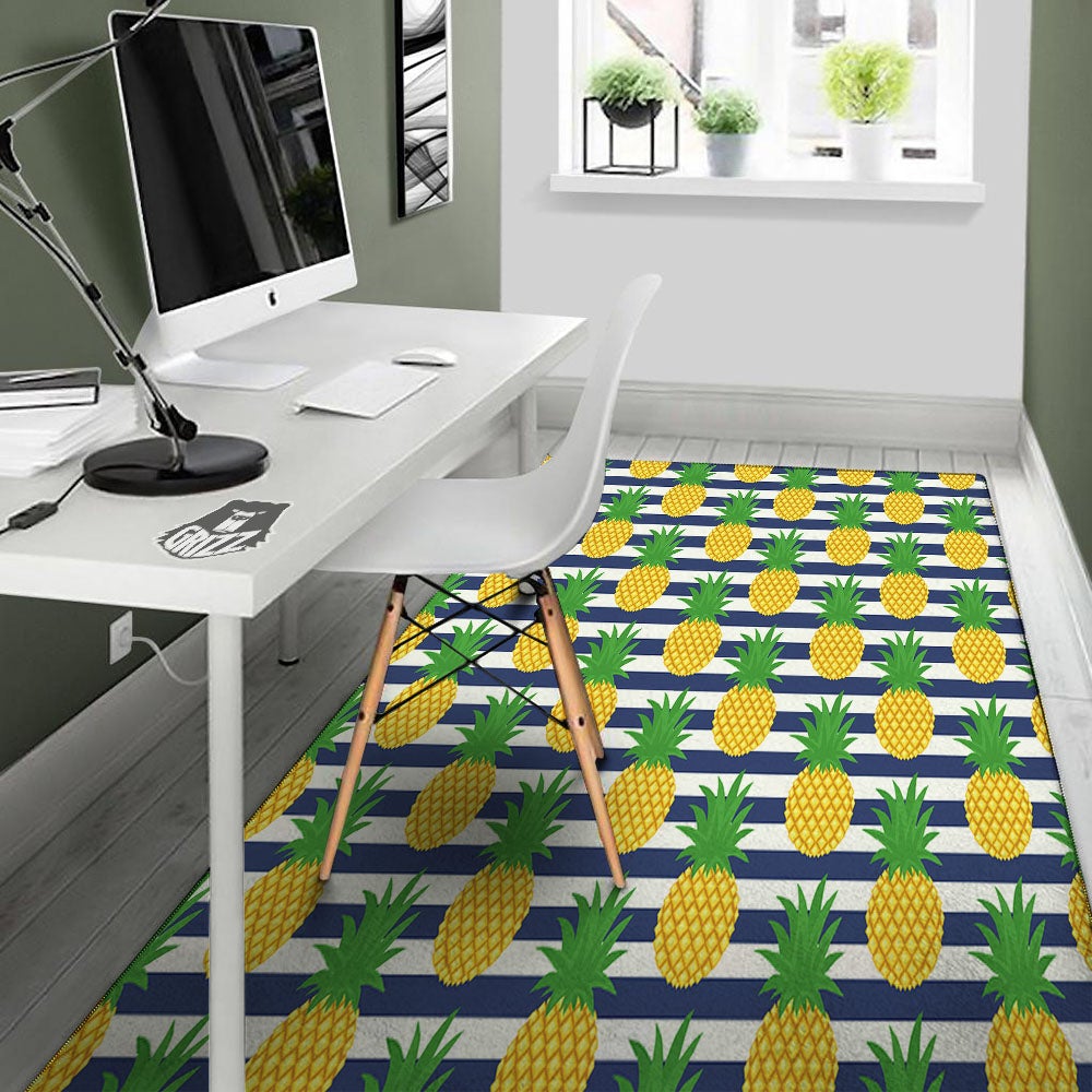 Striped Pineapple Print Pattern Floor Mat-grizzshop