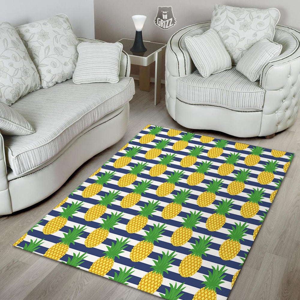 Striped Pineapple Print Pattern Floor Mat-grizzshop