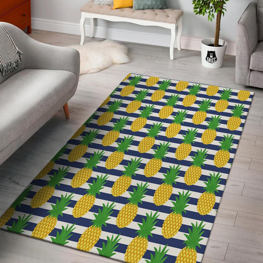 Striped Pineapple Print Pattern Floor Mat-grizzshop