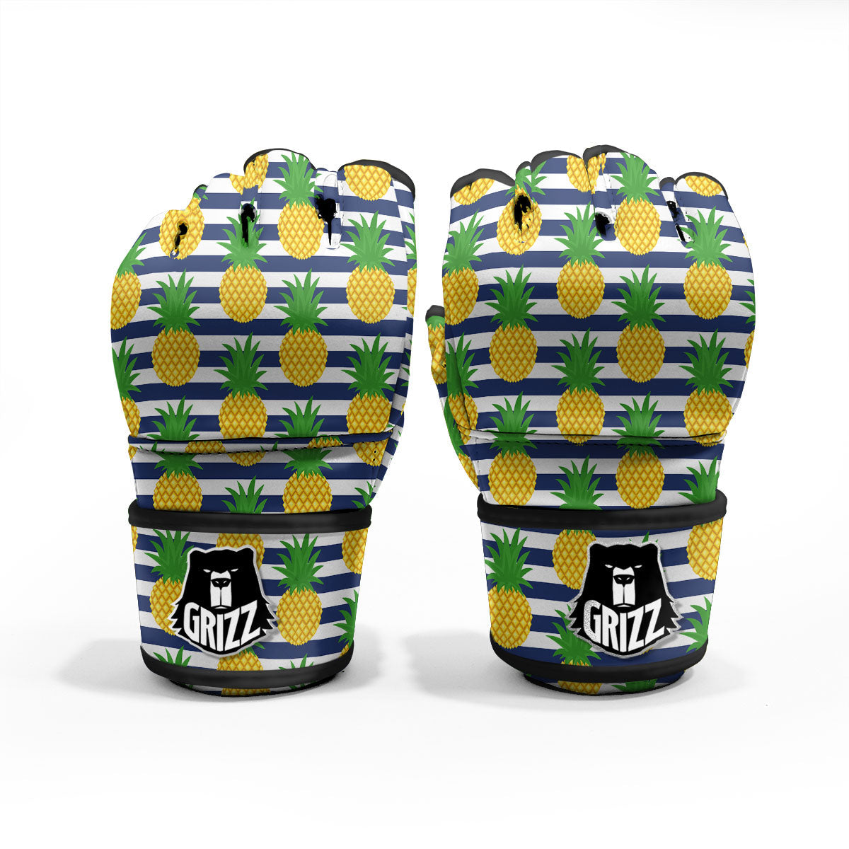 Striped Pineapple Print Pattern MMA Gloves-grizzshop