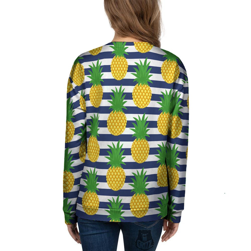 Striped Pineapple Print Pattern Women's Sweatshirt-grizzshop