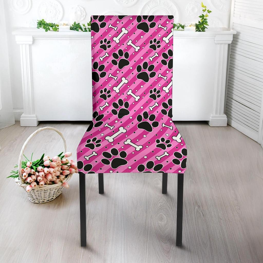 Striped Pink Paw Chair Cover-grizzshop