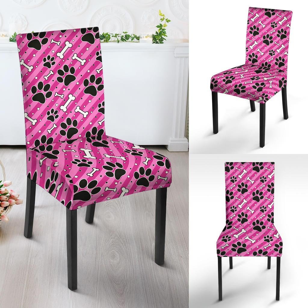 Striped Pink Paw Chair Cover-grizzshop