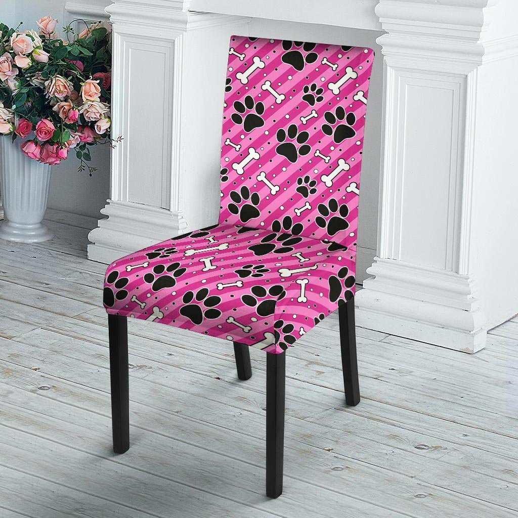 Striped Pink Paw Chair Cover-grizzshop