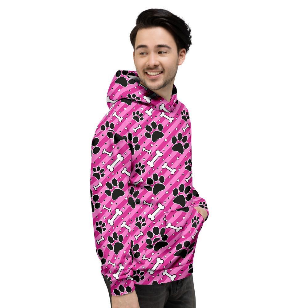 Striped Pink Paw Men's Hoodie-grizzshop
