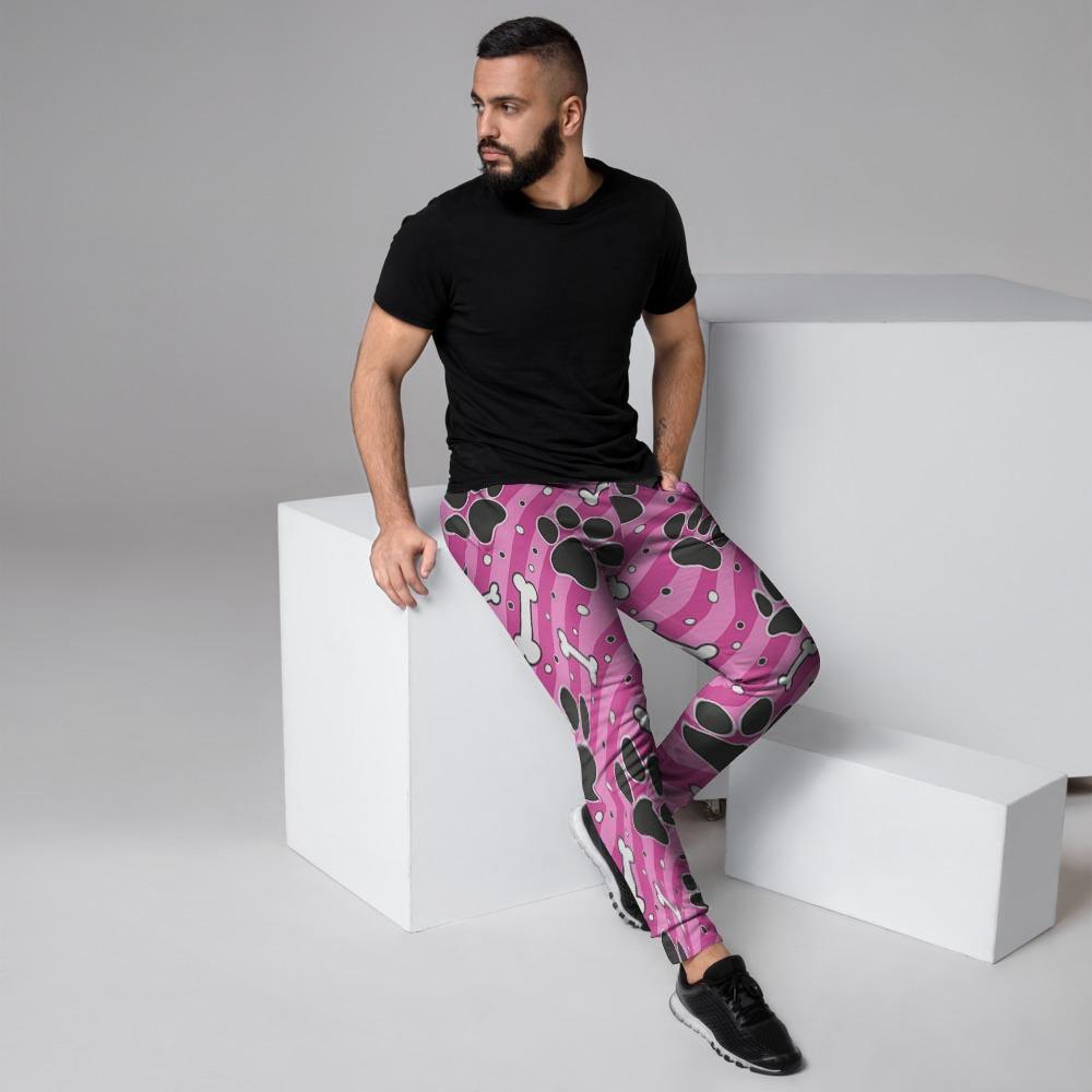 Striped Pink Paw Men's Joggers-grizzshop