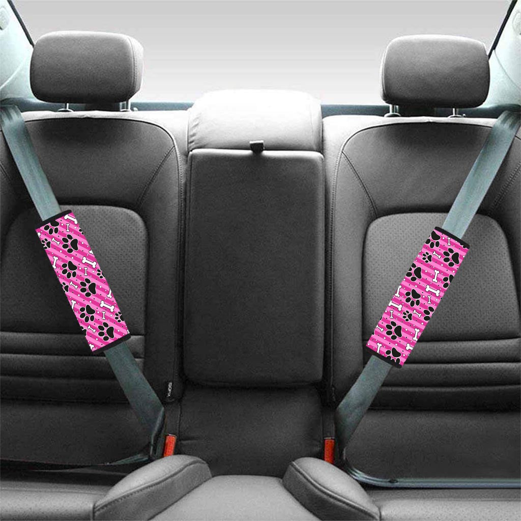 Striped Pink Paw Seat Belt Cover-grizzshop