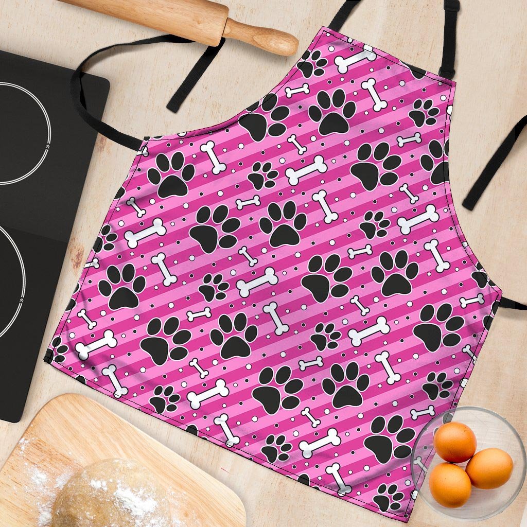 Striped Pink Paw Women's Apron-grizzshop