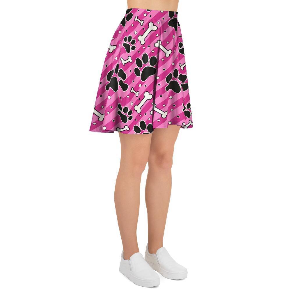 Striped Pink Paw Women's Skirt-grizzshop