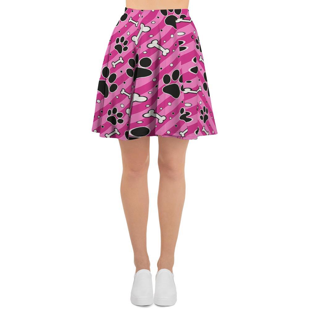 Striped Pink Paw Women's Skirt-grizzshop