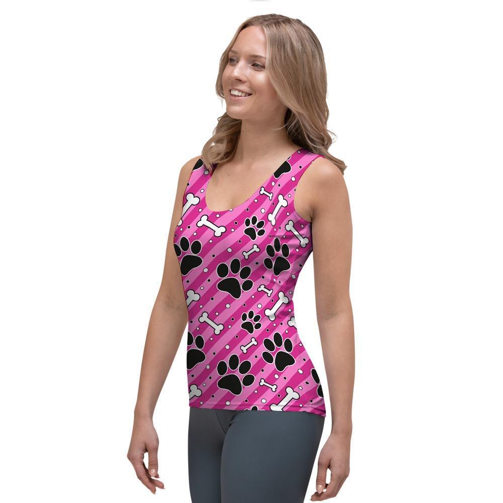 Striped Pink Paw Women's Tank Top-grizzshop