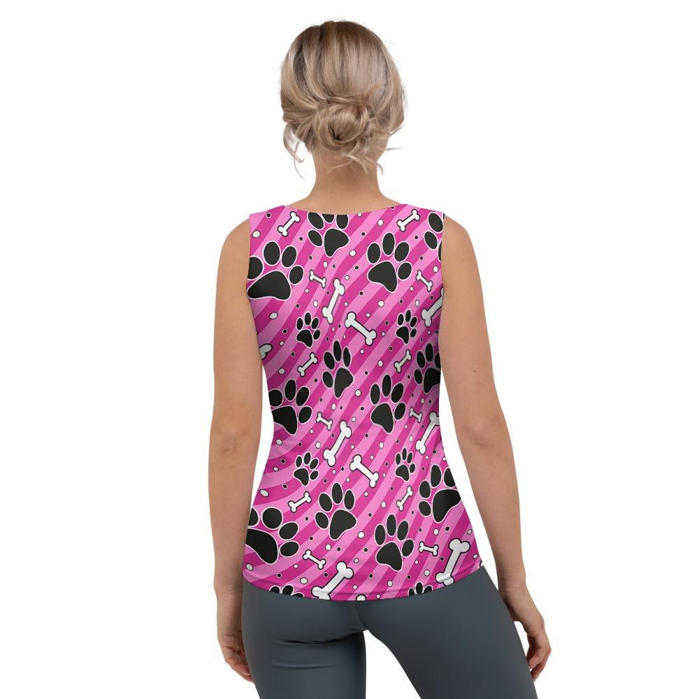 Striped Pink Paw Women's Tank Top-grizzshop