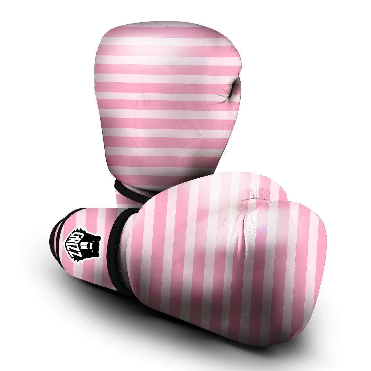 Striped Pink Print Pattern Boxing Gloves-grizzshop