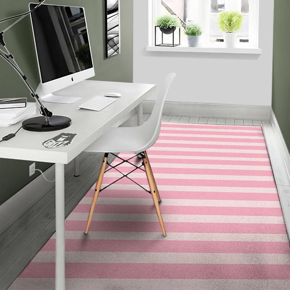Striped Pink Print Pattern Floor Mat-grizzshop