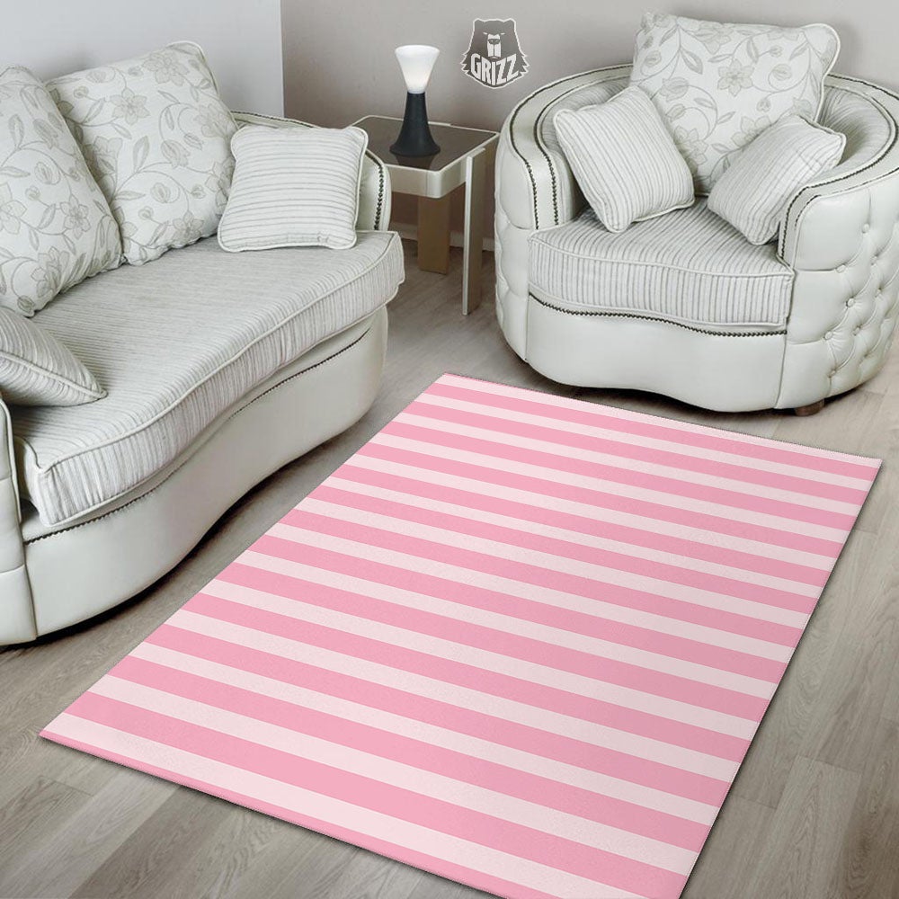 Striped Pink Print Pattern Floor Mat-grizzshop