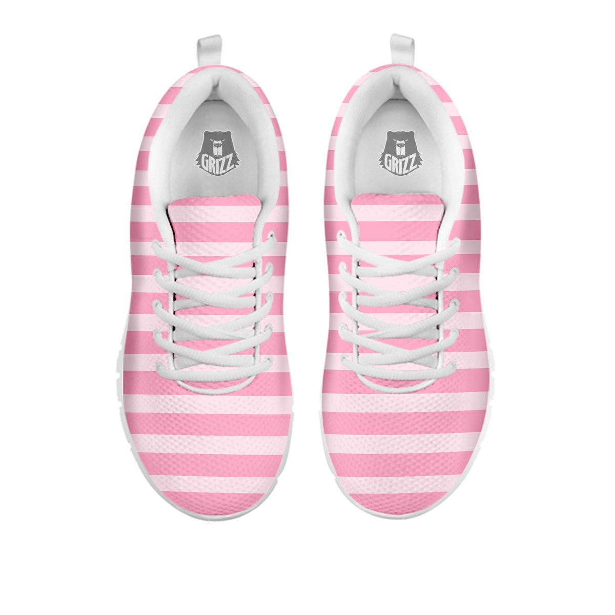Striped Pink Print Pattern White Sneaker-grizzshop