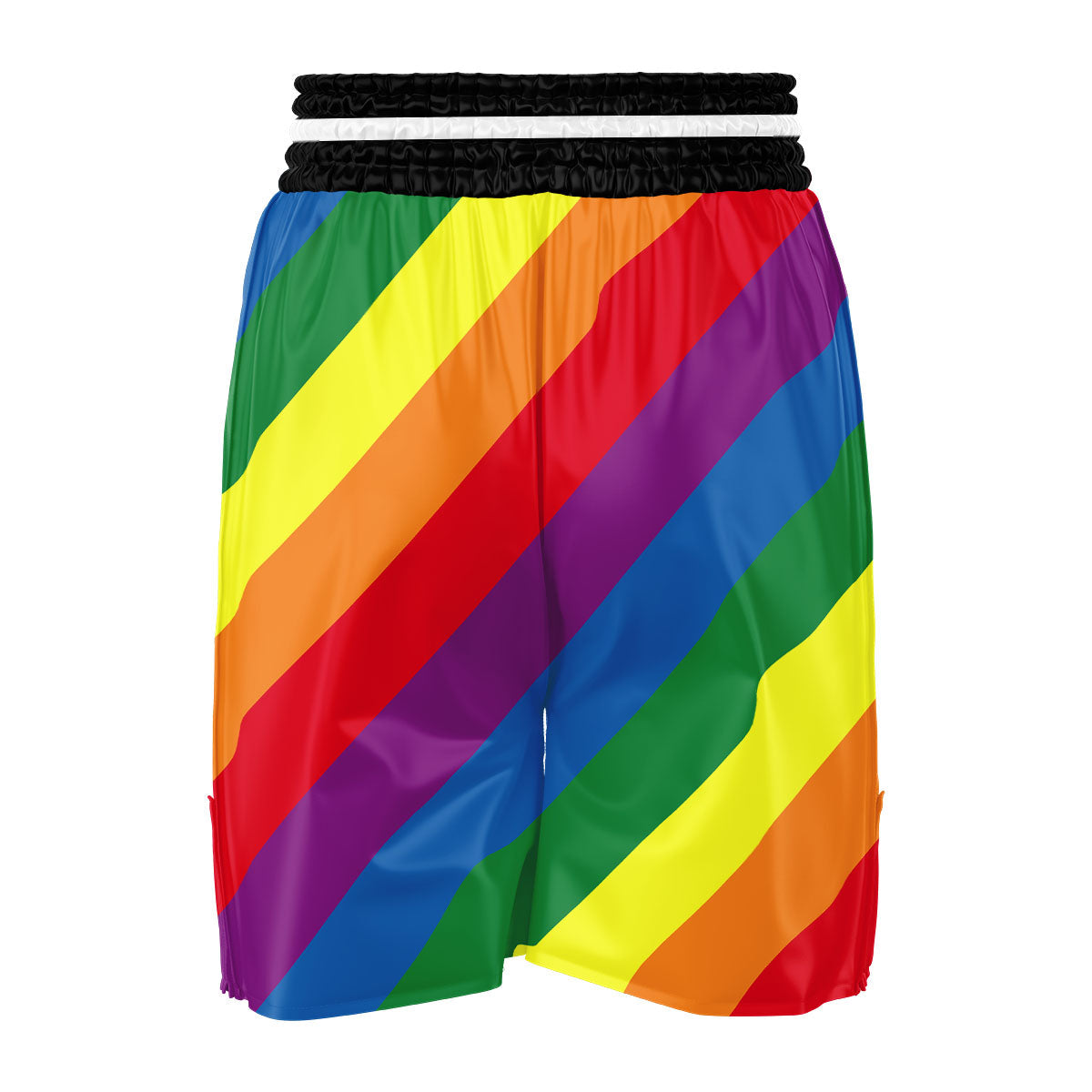 Striped Rainbow Diagonal Print Pattern Boxing Shorts-grizzshop