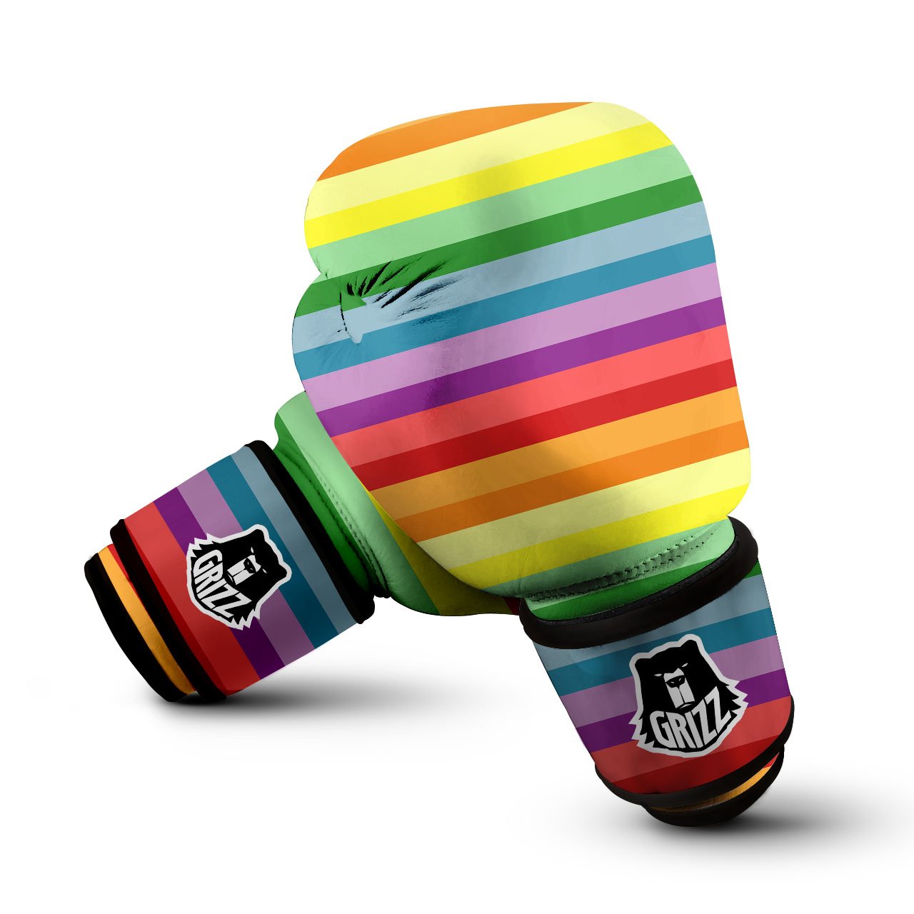 Striped Rainbow Print Pattern Boxing Gloves-grizzshop