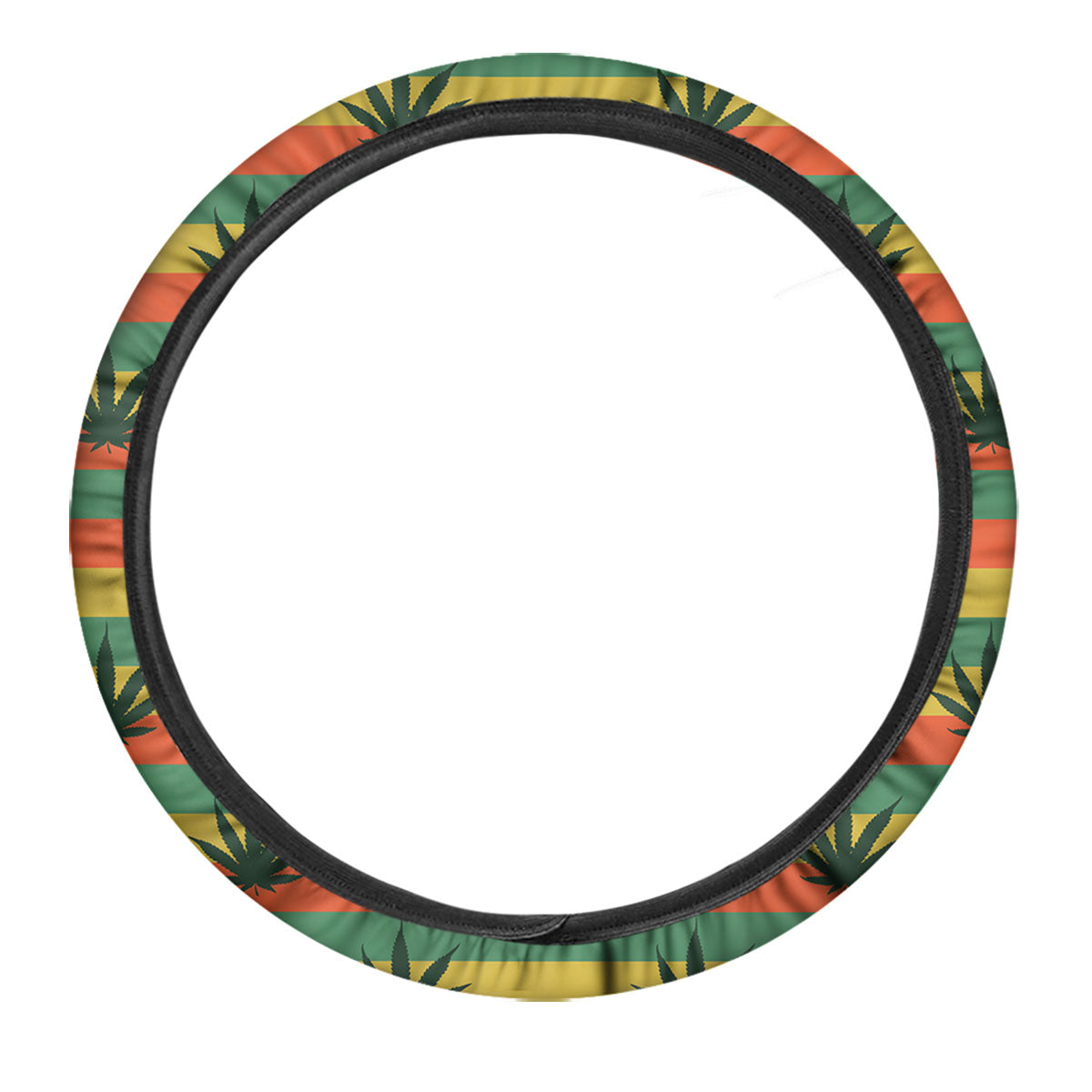 Striped Rasta Print Pattern Car Steering Wheel Cover-grizzshop