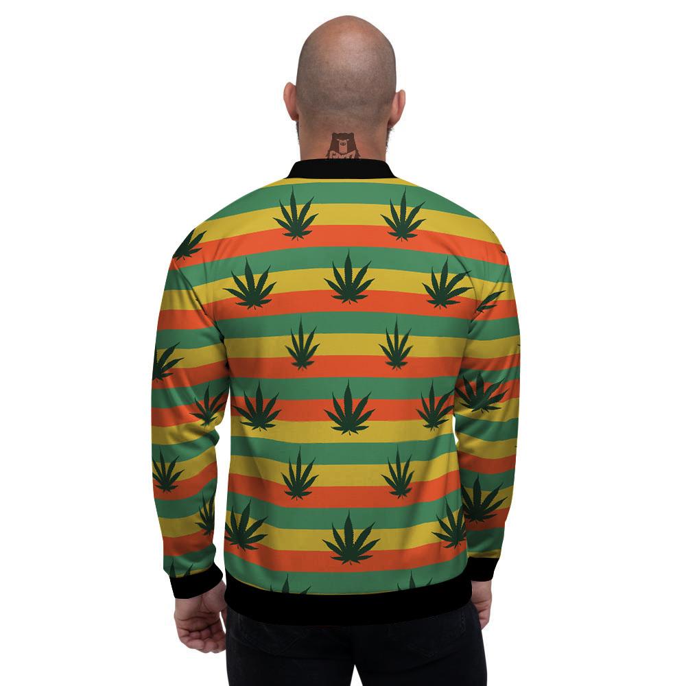 Striped Rasta Print Pattern Men's Bomber Jacket-grizzshop