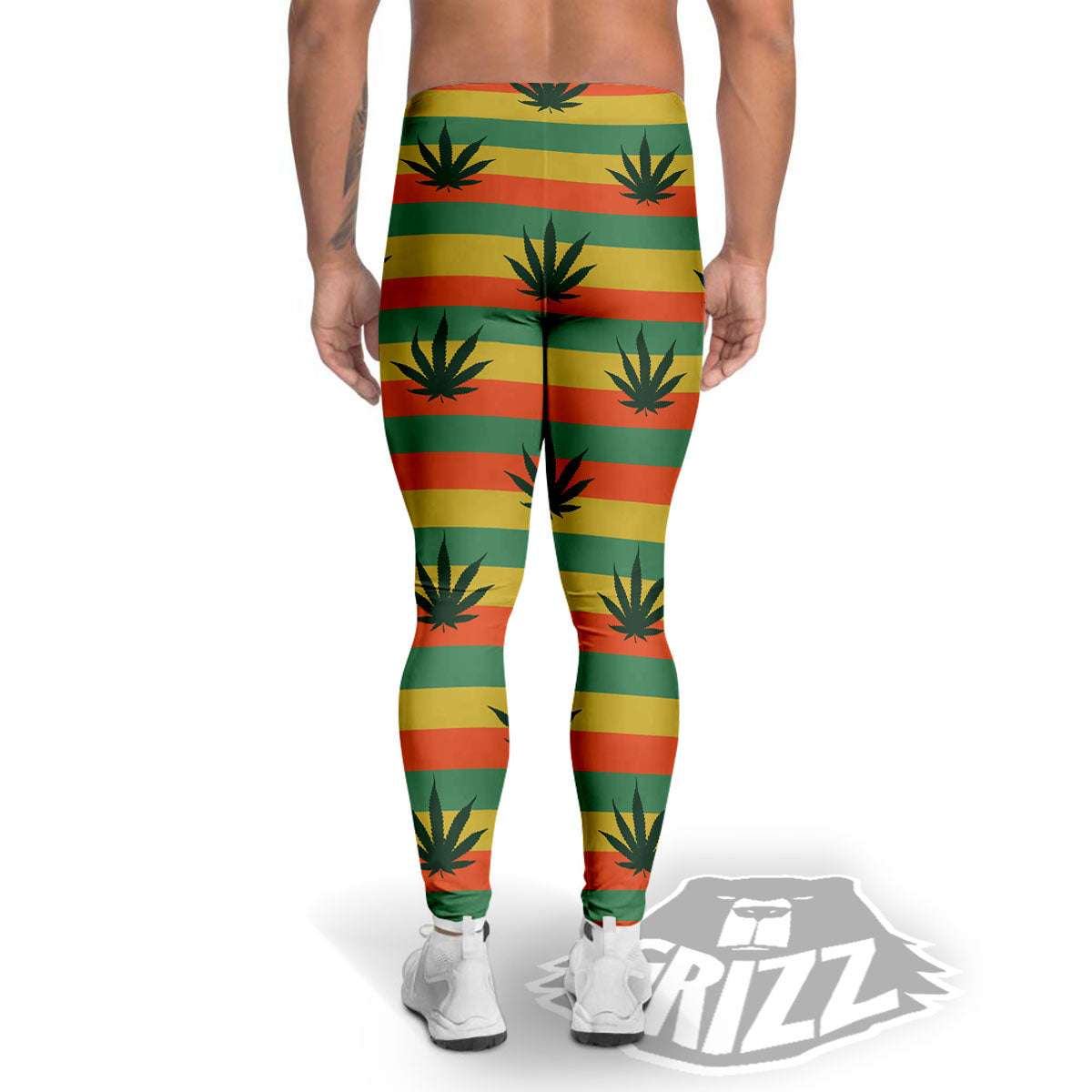 Striped Rasta Print Pattern Men's Leggings-grizzshop